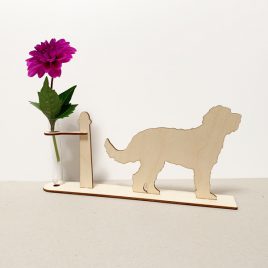 houten Labradoodle labradoodles hond honden cadeau kado kadootje reageerbuis reageerbuisje bloem bloemetje hout houten berken laserkracht