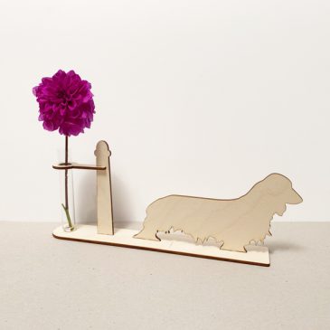 houten Langharige teckel tekkel teckels tekkels hond honden cadeau kado kadootje reageerbuis reageerbuisje bloem bloemetje hout houten berken laserkracht