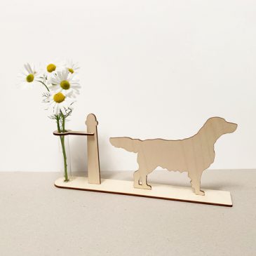 houten flatcoated retriever retrievers hond honden cadeau kado kadootje reageerbuis reageerbuisje bloem bloemetje hout houten berken laserkracht
