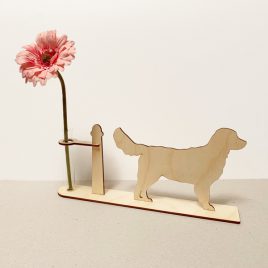 houten golden retriever retrievers hond honden cadeau kado kadootje reageerbuis reageerbuisje bloem bloemetje hout houten berken laserkracht