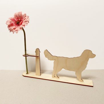 houten golden retriever retrievers hond honden cadeau kado kadootje reageerbuis reageerbuisje bloem bloemetje hout houten berken laserkracht
