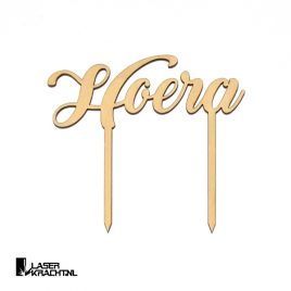 hoera feest verjaardag jubileum taarttopper taart topper hout wit zwart zilver goud brons spiegel spiegelend versiering versieren cake laserkracht