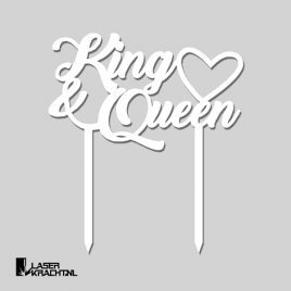 king & queen and bruiloft trouwen trouwerijtaarttopper taart topper wit acrylaat versiering versieren cake laserkracht